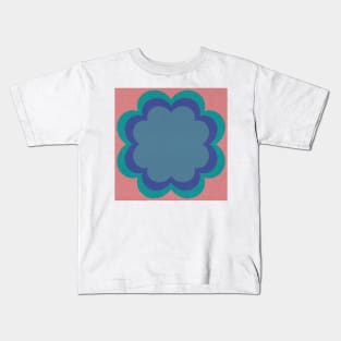 Pink, blue Linen textured scandi flower Kids T-Shirt